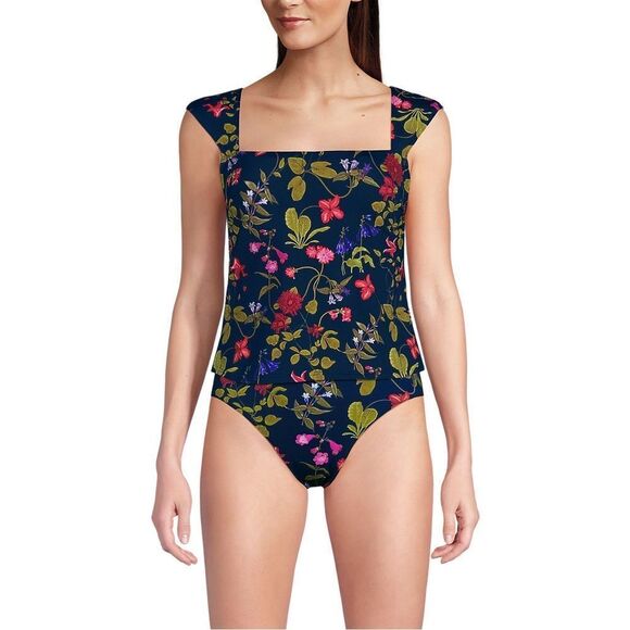 Land's End square neck underwire Tankini top deep sea garden multi floral Var - Picture 3 of 6